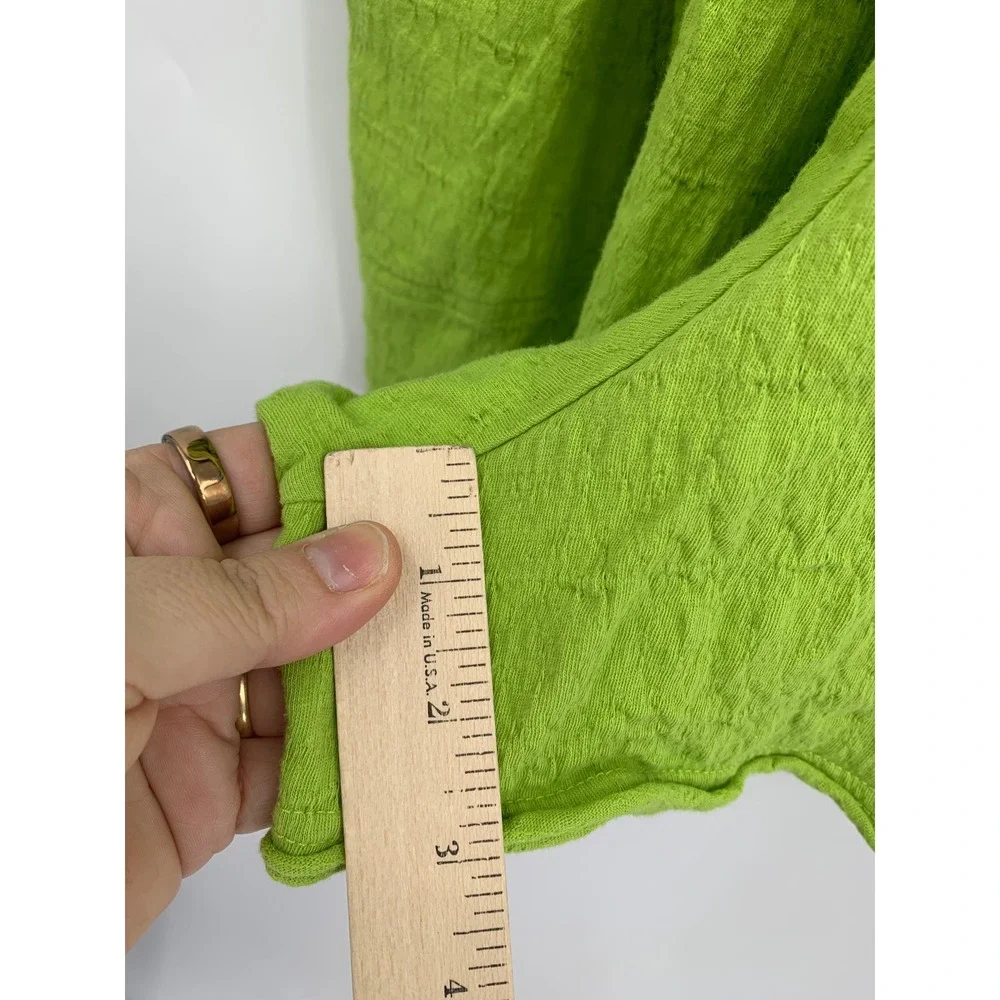Free People Beach Romper Womens Medium Green Textured Balloon Sleeve Keyhole
